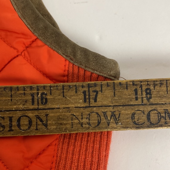 Ralph Lauren Sport Orange Quilted Suede Leather Zip Front Vest Women's Size M - Picture 5 of 10